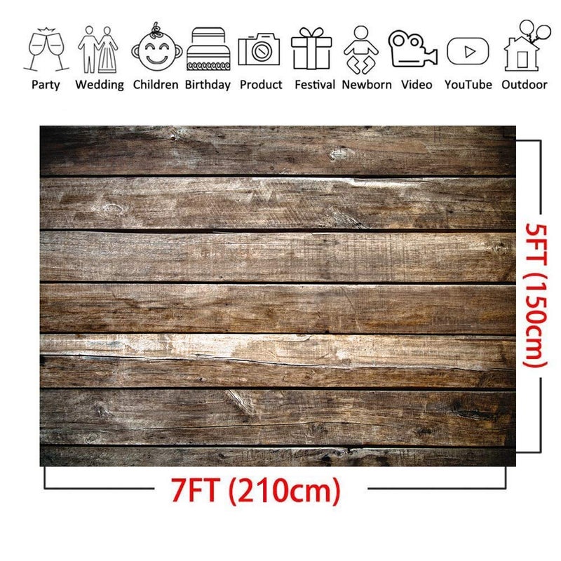 LTLYH 7x5ft Rustic Photography Backdrop Brown Wood Background Photo Backdrop Newborn Kid Baby Bridal Shower Banner Photoshoot Portrait Studio Props A079 - Image 2